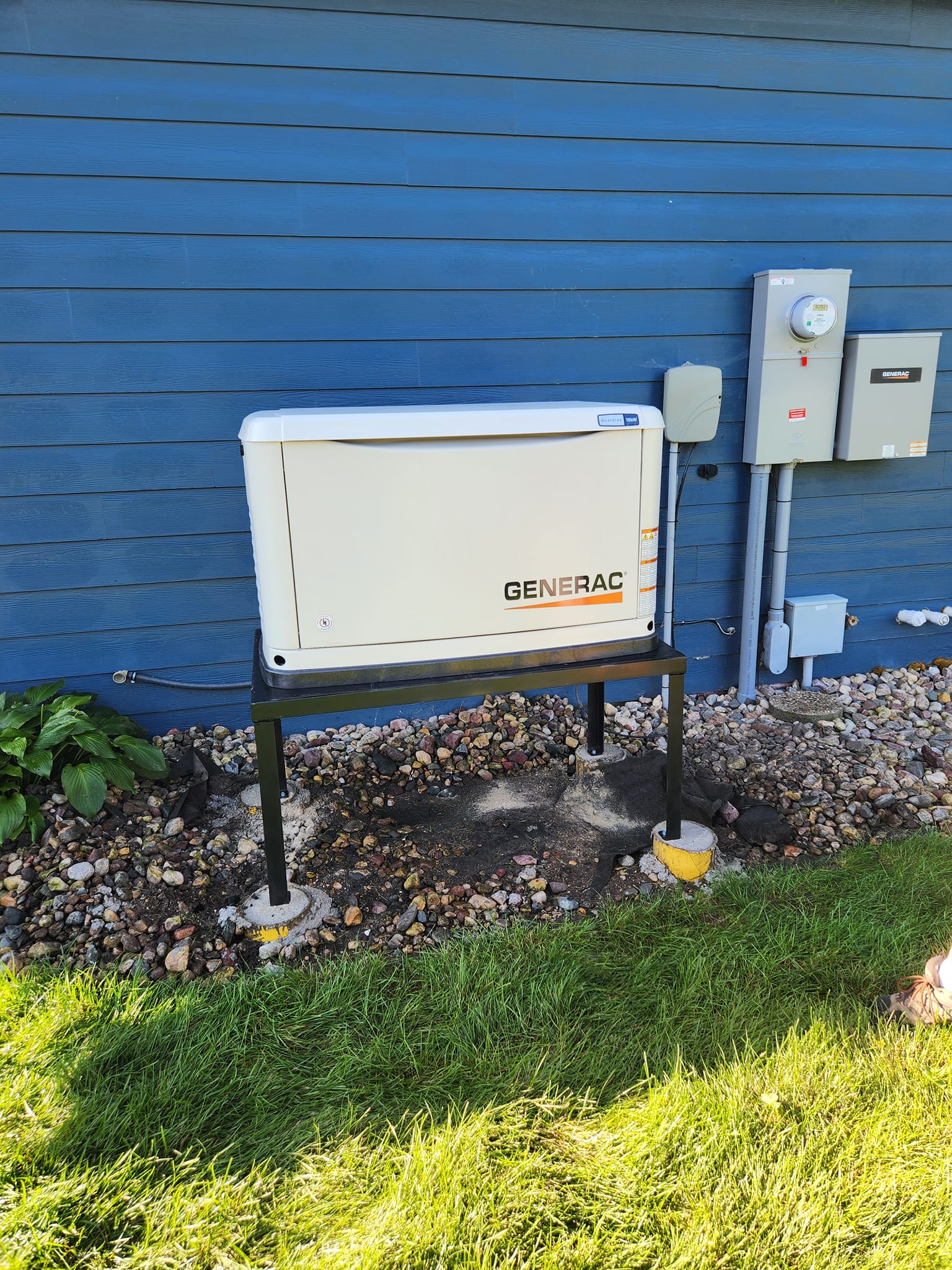 Generator on stand for flood prone area